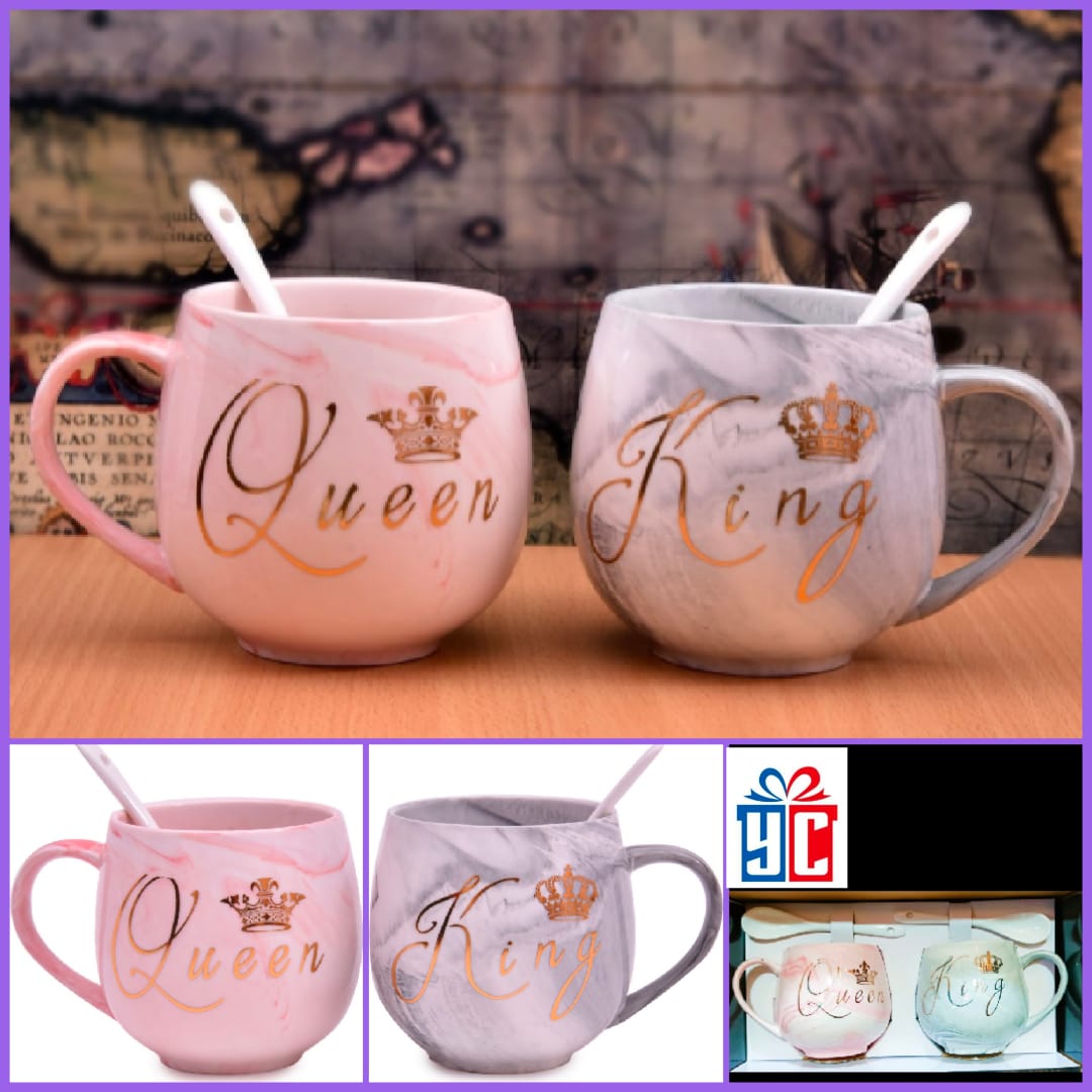 King & Queen Marble Mug Set